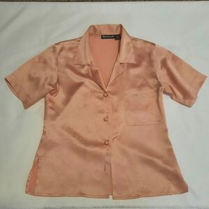 Vintage Silk Charmeuse Blouse with Knot Buttons Size 6P